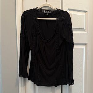 White House Black Market Elegant Black Lace Blouse